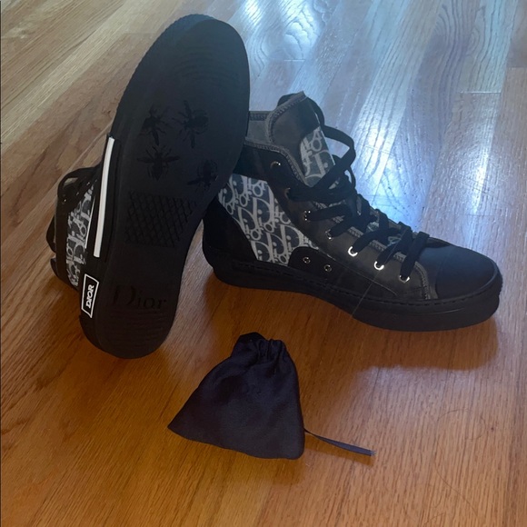 Dior b23 High Top designer shoes/sneakers Black/grey size 45/11.5 never worn - Picture 1 of 16